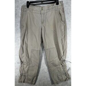 Columbia Cargo Capri Hiking Pants Size 10 32 x 23” Cinch String Legs Khaki Beige